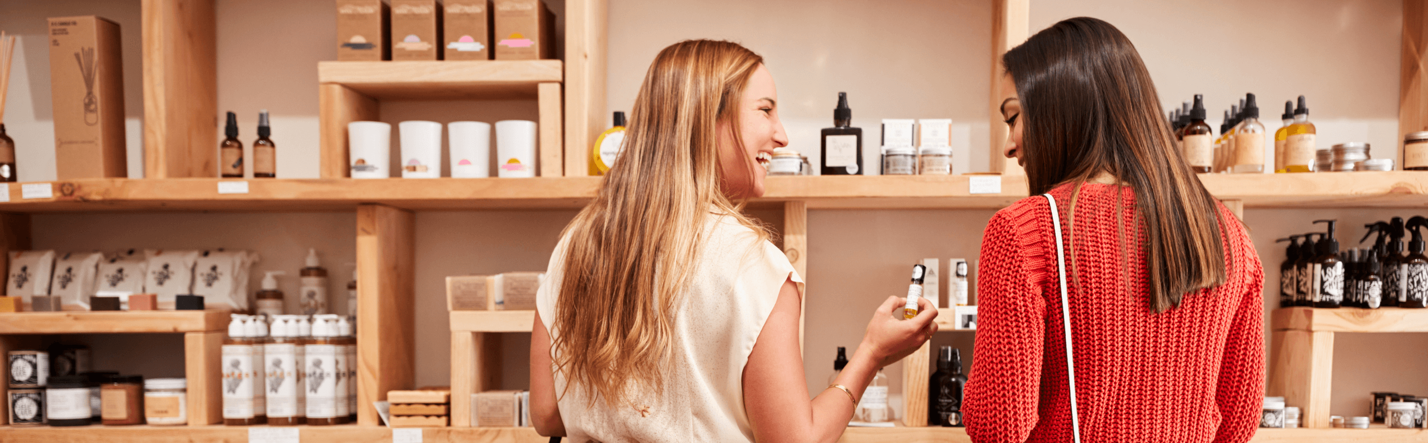 Women shopping in beauty store